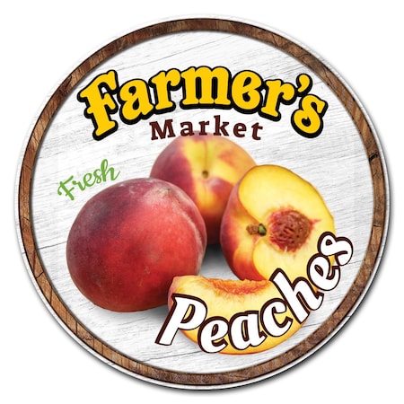 Farmers Market Peaches Circle Vinyl Laminated Decal
